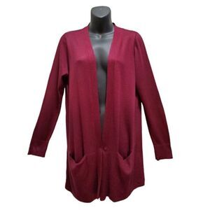 NWT Pink Republic Merlot Open Front Cardigan Sweater Pockets M Cozy Girl Hygge